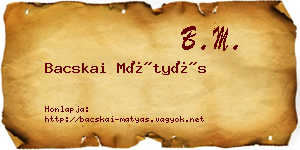 Bacskai Mátyás névjegykártya